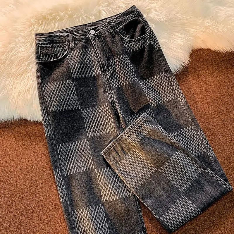 Spring Autumn Vintage Loose Casual Fashion Straight Jeans Hombre Hip Hop Y2K Denim Pants Male Streetwear Trousers Men