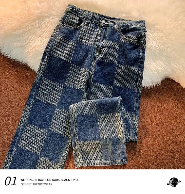 Spring Autumn Vintage Loose Casual Fashion Straight Jeans Hombre Hip Hop Y2K Denim Pants Male Streetwear Trousers Men