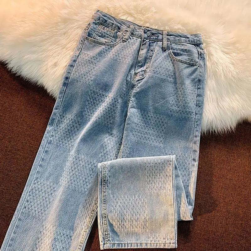 Spring Autumn Vintage Loose Casual Fashion Straight Jeans Hombre Hip Hop Y2K Denim Pants Male Streetwear Trousers Men