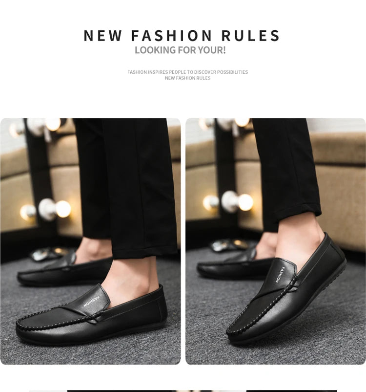 2025 Spring/Autumn Men's Footwear: Minimalist Design Loafers Elegant Khaki-Coloured Work Shoes Student Footwear