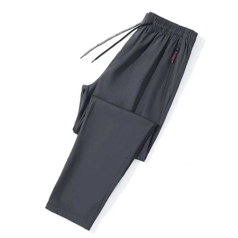 Men's Casual Pants Straight Slim Fit Elastic Waist Jogger Classic Blue Black Gray Male Brand Trousers Plus Size