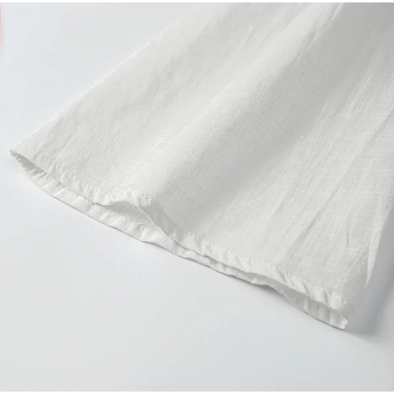 Cotton Linen Lace Up Bow Shirts Women Loose Hollow Out V Neck Long Sleeve Tops Female 2026 Spring New Lady Streetwear Top