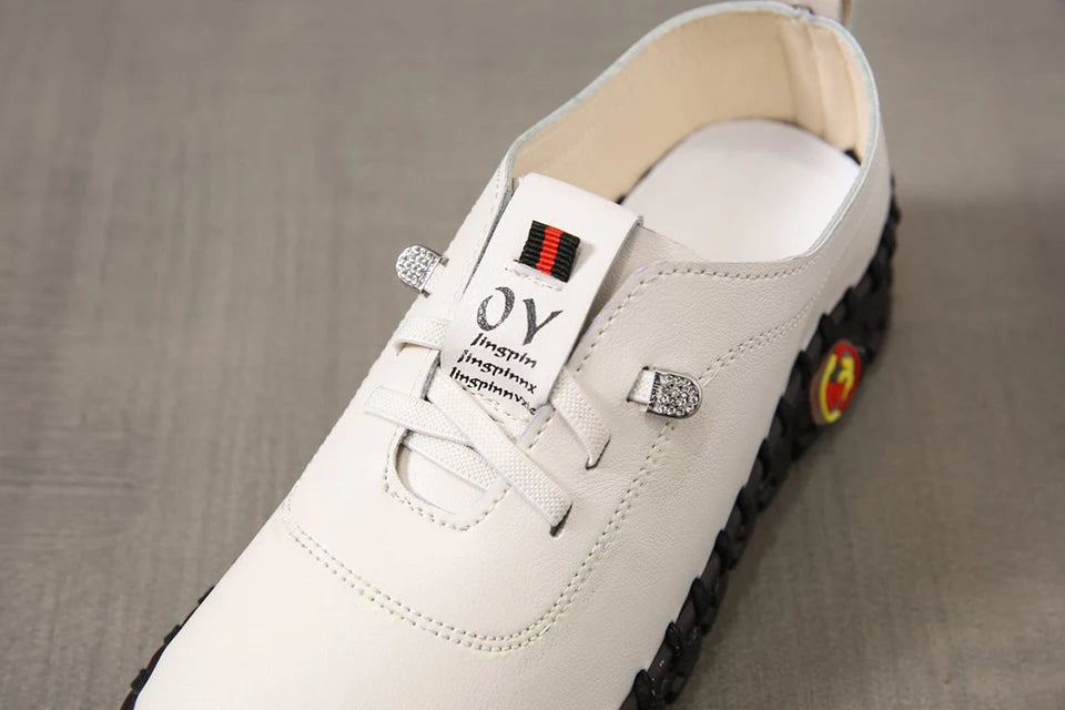 Sneakers Women Shoes Loafers Lace Up Leather Flat New Spring Casual comfortable Shoe