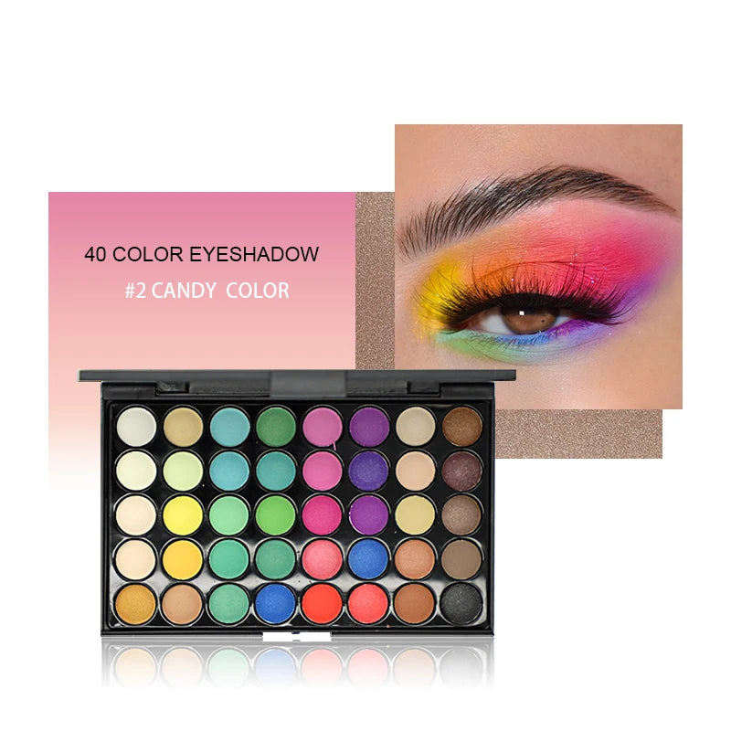 40 color eyeshadow palette - matte and shimmer, high pigmy brown nude, coffee chocolate student party daily stage makeup Tools