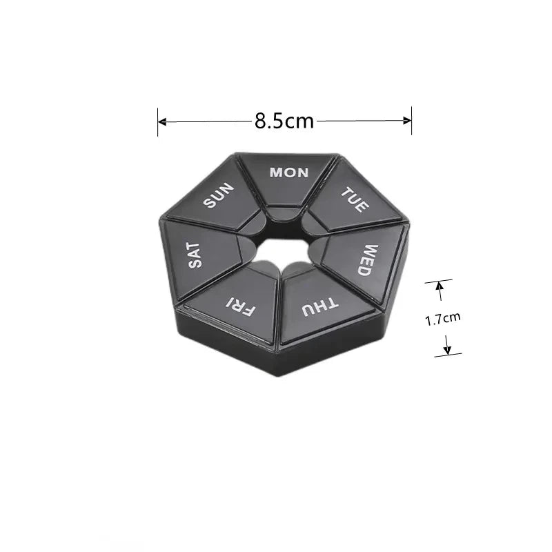 2Pcs 7 Days Pill Storage Box Mini Travel Portable Medicines Dispenser Box Multifunction Plastic Seven Compartment Sealer Box