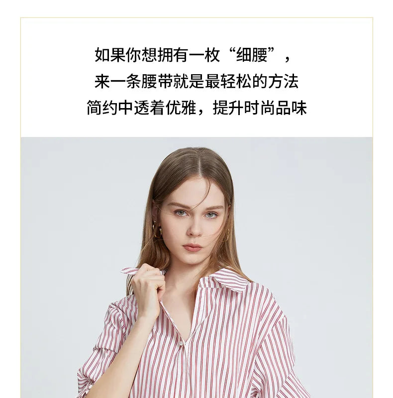 Ladies' vintage square-buckle leather belt; versatile dress belt for women; simple waist belt for women's suits; vintage