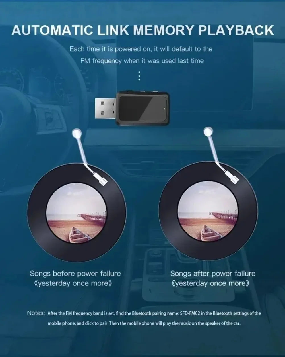VIKEFON Bluetooth 5.3 Transmitter Receiver Handsfree Call Mini USB Power Car Kit Auto Stereo Wireless Audio Adapter For Fm Radio