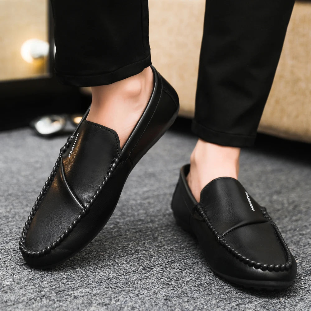 2025 Spring/Autumn Men's Footwear: Minimalist Design Loafers Elegant Khaki-Coloured Work Shoes Student Footwear