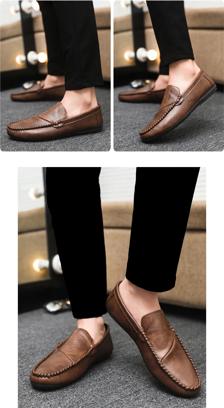 2025 Spring/Autumn Men's Footwear: Minimalist Design Loafers Elegant Khaki-Coloured Work Shoes Student Footwear