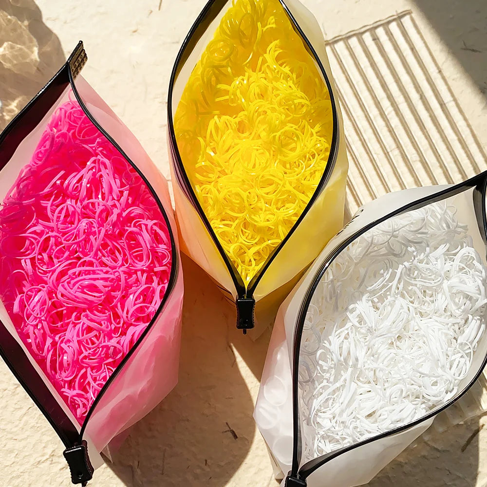 1000 Girls Colourful Disposable Rubber Band Hair Ties Headband Children Ponytail Holder Bands Kids Hair Accessories