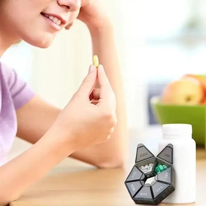 2Pcs 7 Days Pill Storage Box Mini Travel Portable Medicines Dispenser Box Multifunction Plastic Seven Compartment Sealer Box