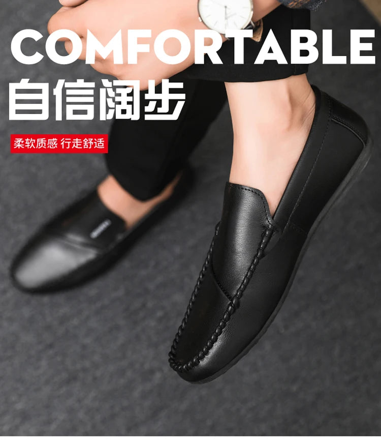 2025 Spring/Autumn Men's Footwear: Minimalist Design Loafers Elegant Khaki-Coloured Work Shoes Student Footwear