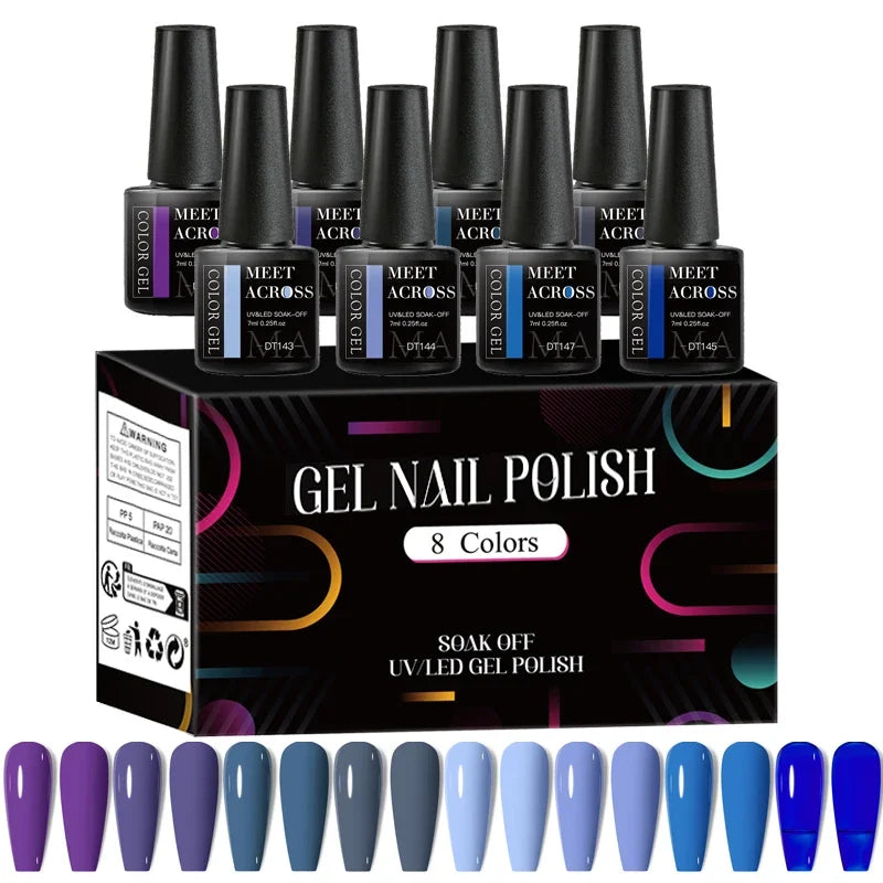 8Pcs/Set Fluorescent Gel Nail Polish Set Summer Colorful Semi Permanent Nail Art Gel Varnish Nail Supplies Manicure For Nails