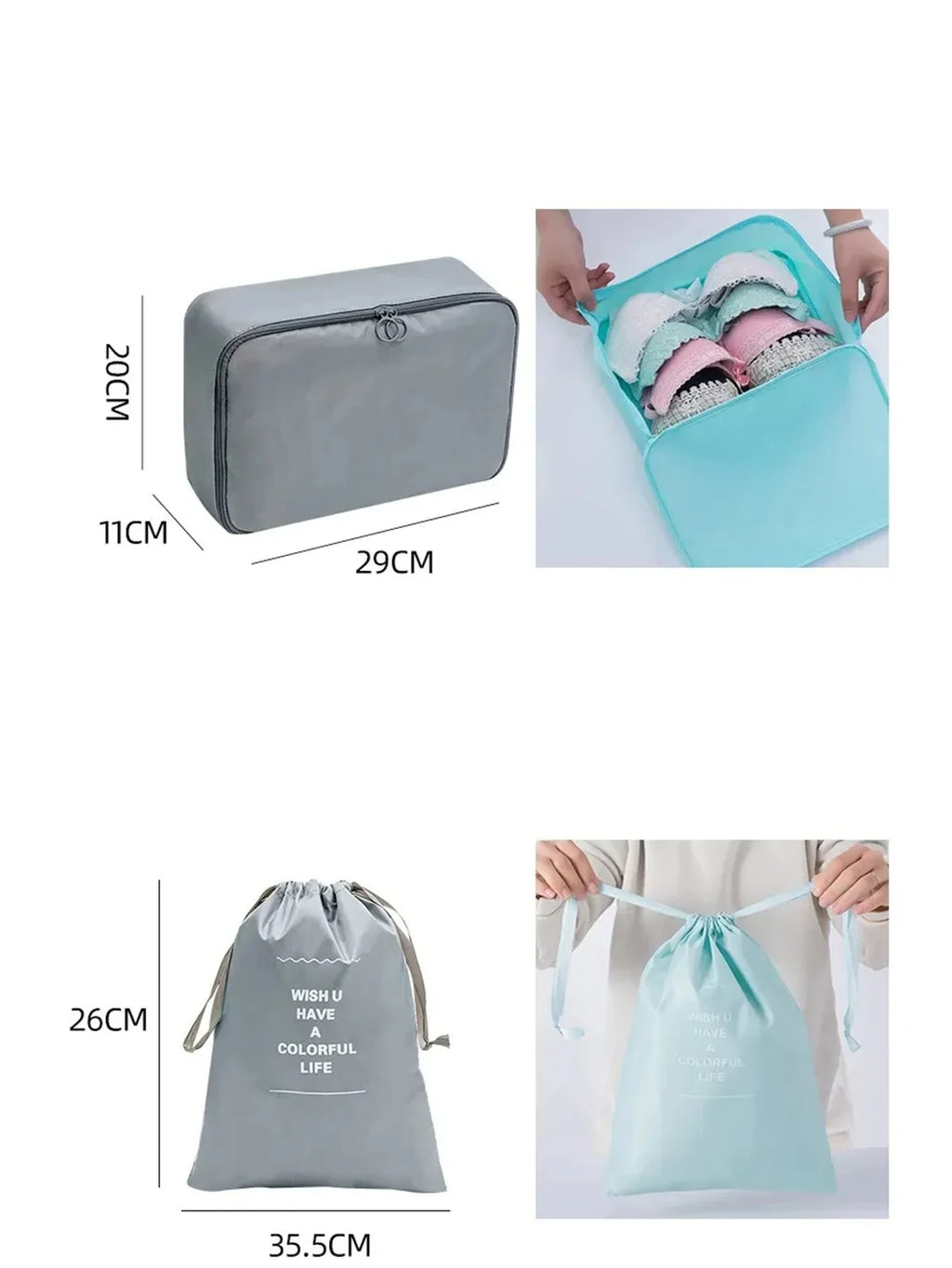 8/9/10 Pcs Set Travel Organizer Storage Bags Suitcase Packing Cubes Set Cases Portable Luggage Clothes Shoe Tidy Pouch Folding