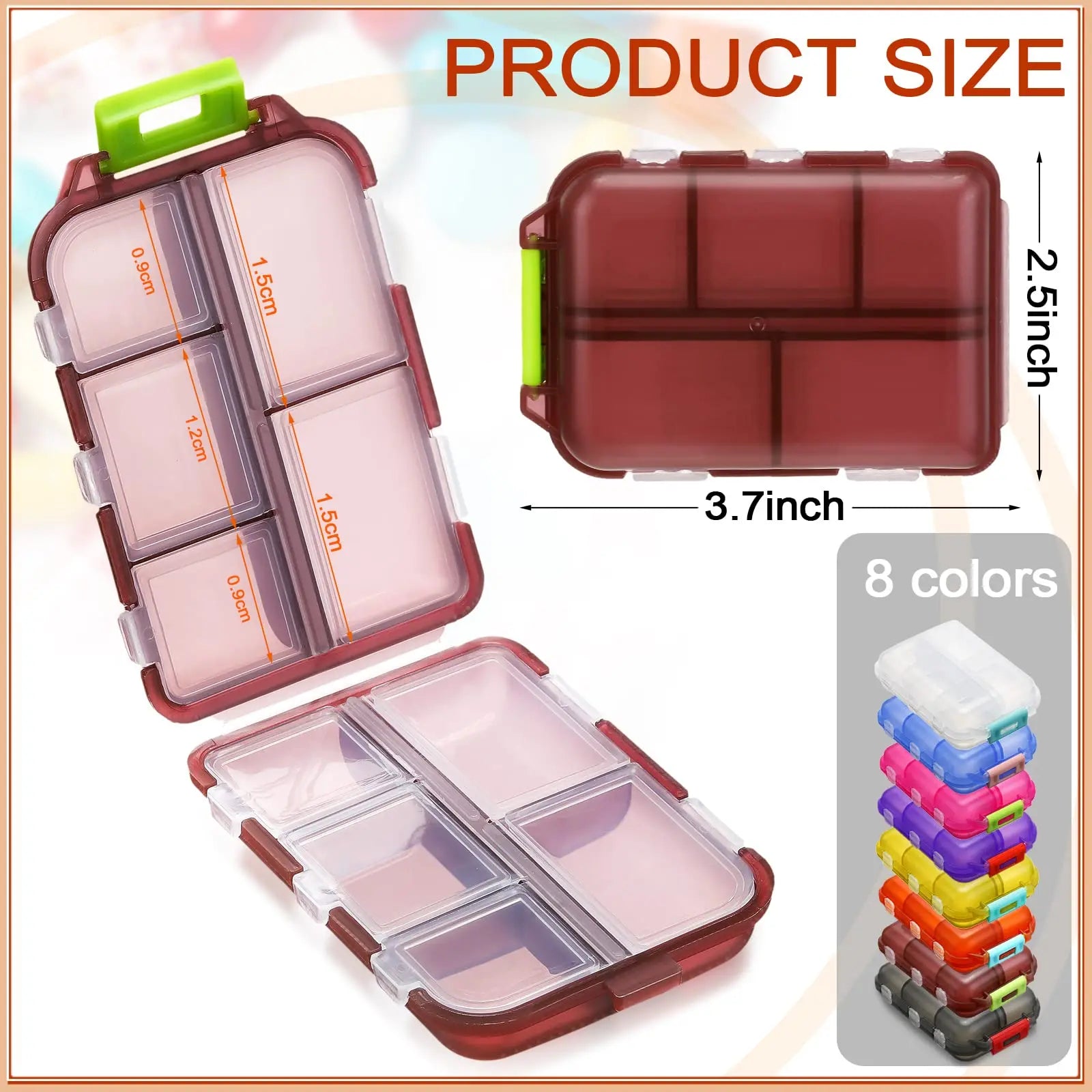 2Pcs 7 Days Pill Storage Box Mini Travel Portable Medicines Dispenser Box Multifunction Plastic Seven Compartment Sealer Box