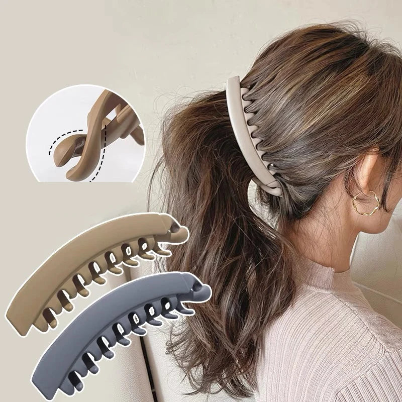 AWAYTR Frosted Hair Clips Solid Color Banana Clip Women's Hair Accessories Fashion Ponytail Barrettes Hair Claws Hairpins