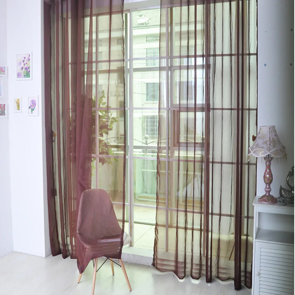 1 Pcs Color Tulle Door Window Curtain Drape Panel Sheer Scarf Valances Nordic Curtains For Living Dining Room Tulle Bedroom