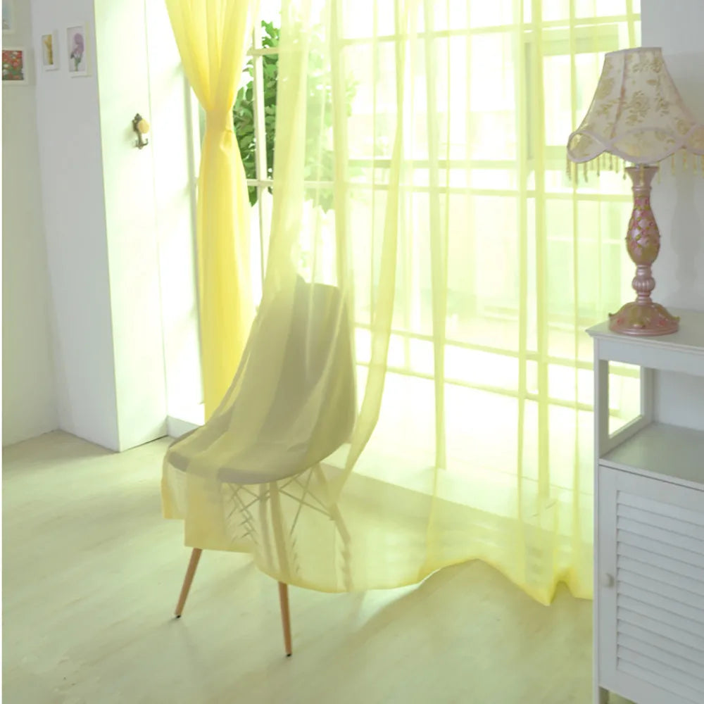 1 Pcs Color Tulle Door Window Curtain Drape Panel Sheer Scarf Valances Nordic Curtains For Living Dining Room Tulle Bedroom