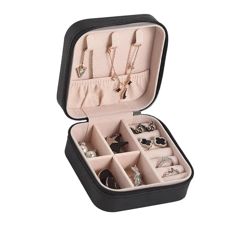 Portable Jewelry Storage Box Home Travel Earrings Necklace Ring Jewelry Box Mini Layered Jewelry Display Case