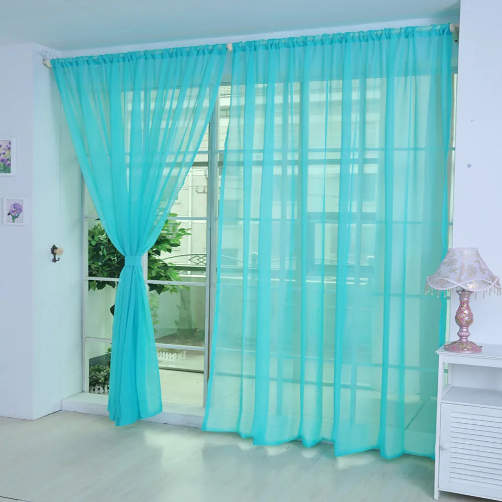 1 Pcs Color Tulle Door Window Curtain Drape Panel Sheer Scarf Valances Nordic Curtains For Living Dining Room Tulle Bedroom