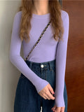 New Women Sweater  Long Sleeve Pullover Basic Top Fashion O-neck Elastic Female Winter Solid Knitted Jumper