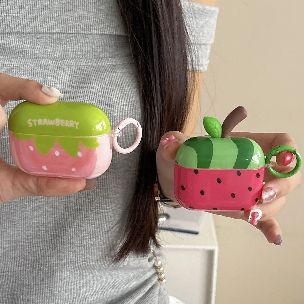 Simple Chic Watermelon Strawberry Tomato Fruit Pattern Cover For AirPods 1 2 3 4 Pro Pro2 Protective Earphone Case For AirPods 4