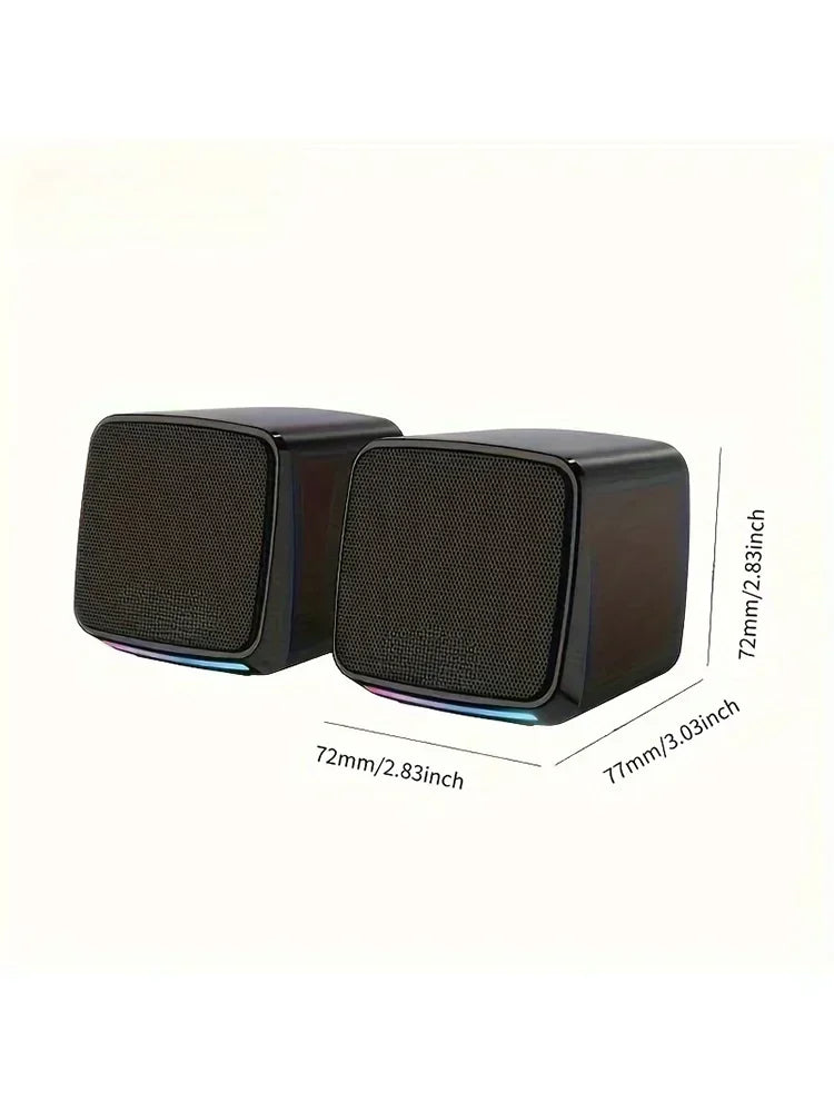 Stereo Sound Mini Speakers With Cool Lights Computer Speakers USB Powered 3.5mm Portable Speakers for Computer Laptop and iPad