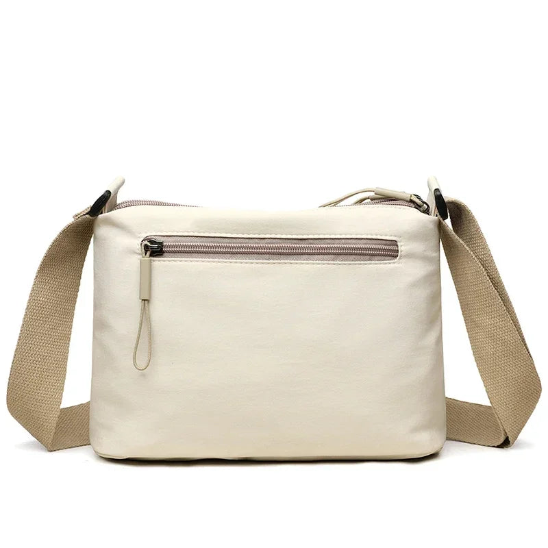 3 Main Pockets High Capacity Shoulder Crossbody Bag for Women Multi-pocket Purse Canvas Handbag Suitable for Mothers Shopping