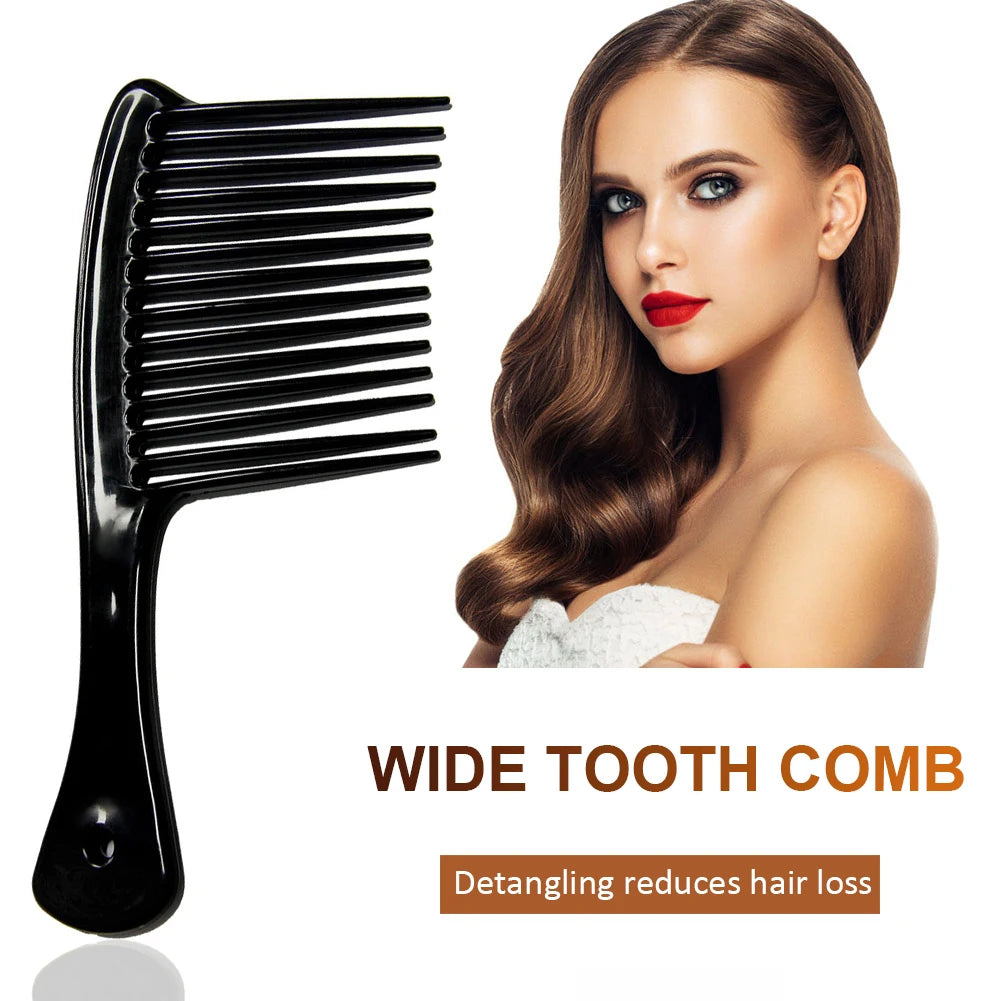 Hair Comb Detangling Reduce Hair Loss Comb Portable Black Wide Tooth Comb Plastic Heat-resistant Brush Hair Styling Tool