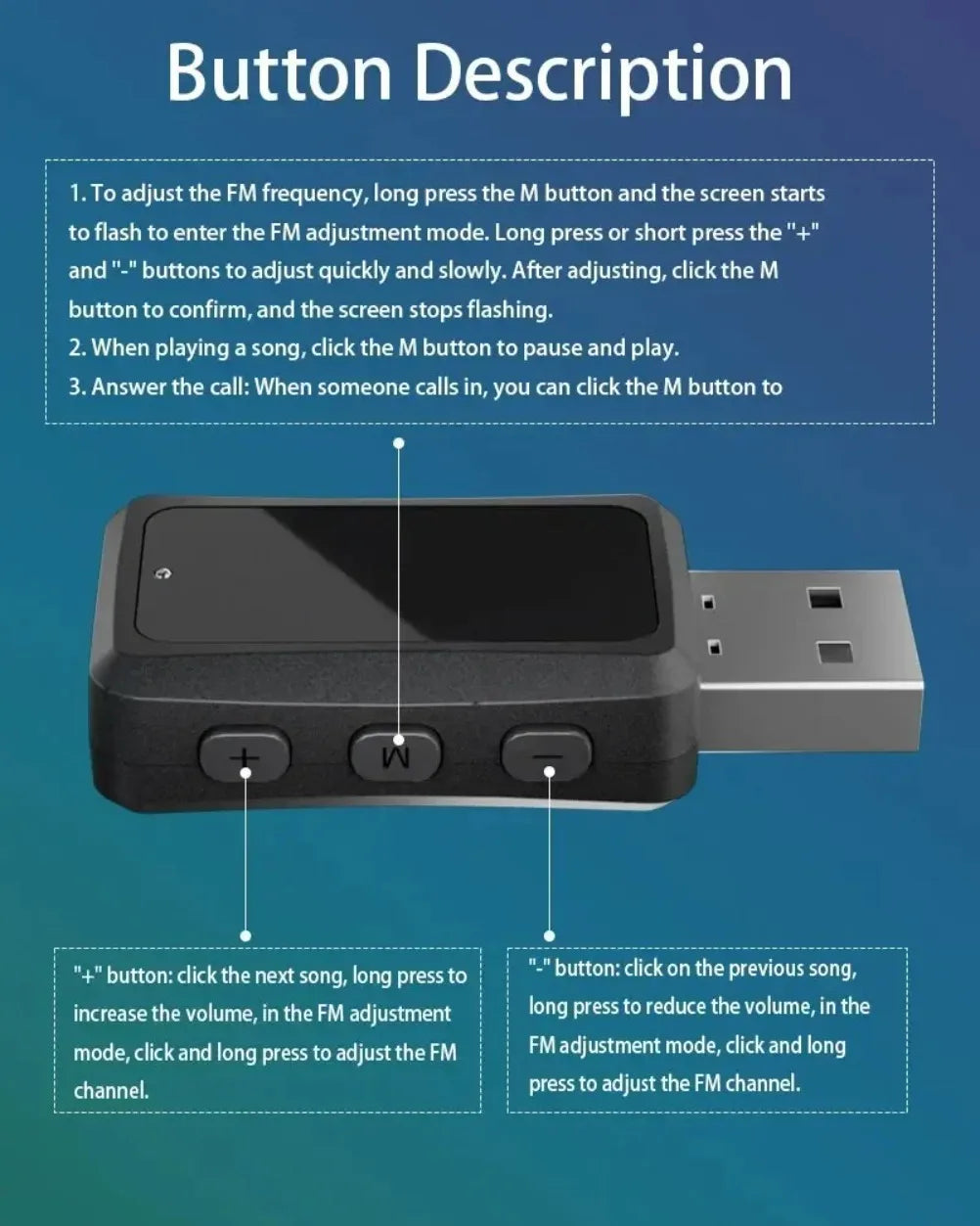 VIKEFON Bluetooth 5.3 Transmitter Receiver Handsfree Call Mini USB Power Car Kit Auto Stereo Wireless Audio Adapter For Fm Radio