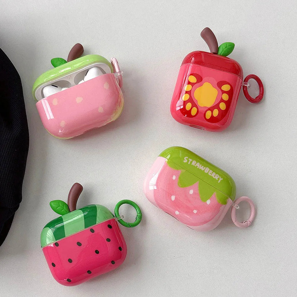 Simple Chic Watermelon Strawberry Tomato Fruit Pattern Cover For AirPods 1 2 3 4 Pro Pro2 Protective Earphone Case For AirPods 4