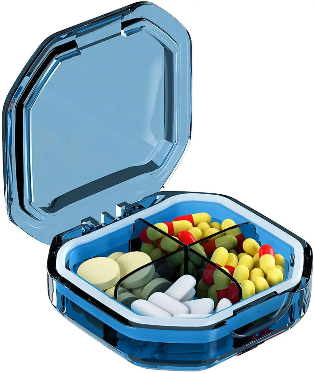 2Pcs 7 Days Pill Storage Box Mini Travel Portable Medicines Dispenser Box Multifunction Plastic Seven Compartment Sealer Box