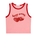 Pink Print Y2k Tank Top Summer Off Shoulder O Neck Sleeveless Fashion 90s Vintage Crop Tops Women Casual Sexy