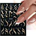 Shiny Glitter French Lines Nails Stickers Waves Curve Ribbon White Gold Stripes Manicure Decals Nails Charming Decoration NK-324