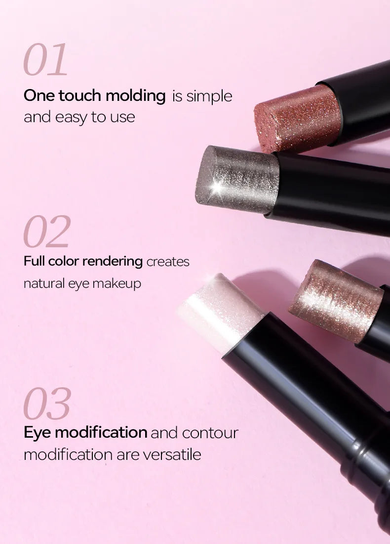4-piece Water-glow Eyeshadow Stick Set, with Shimmering and Fine Glitter Effect, and Does Not Easily Smudge The Makeup.