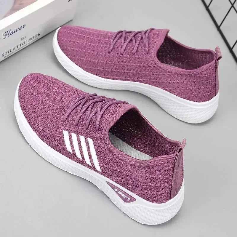New Trendy Women's Mesh Low-Top Running Sneakers with Air Mesh for Spring and Summer Women Flat Shoes