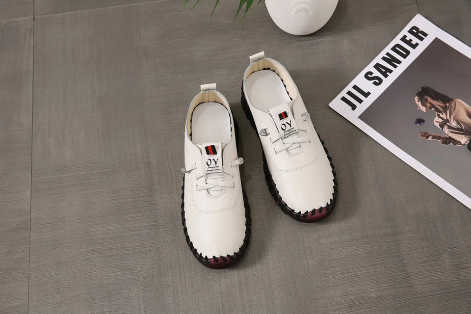 Sneakers Women Shoes Loafers Lace Up Leather Flat New Spring Casual comfortable Shoe