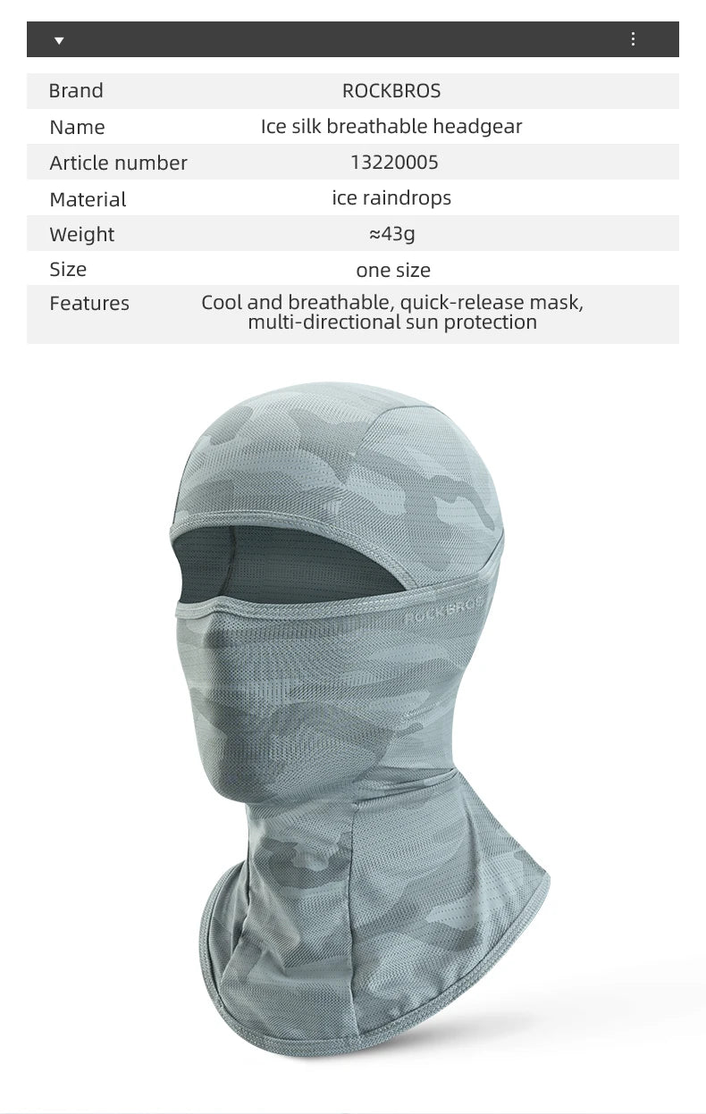 ROCKBROS Spring Summer Cycling Mask UV Sun Protection Mask Bike Balaclava Hat Bicycle Scarf Breathable Sport Motorcycle Masks