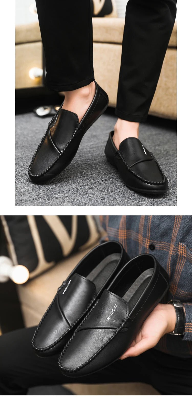 2025 Spring/Autumn Men's Footwear: Minimalist Design Loafers Elegant Khaki-Coloured Work Shoes Student Footwear