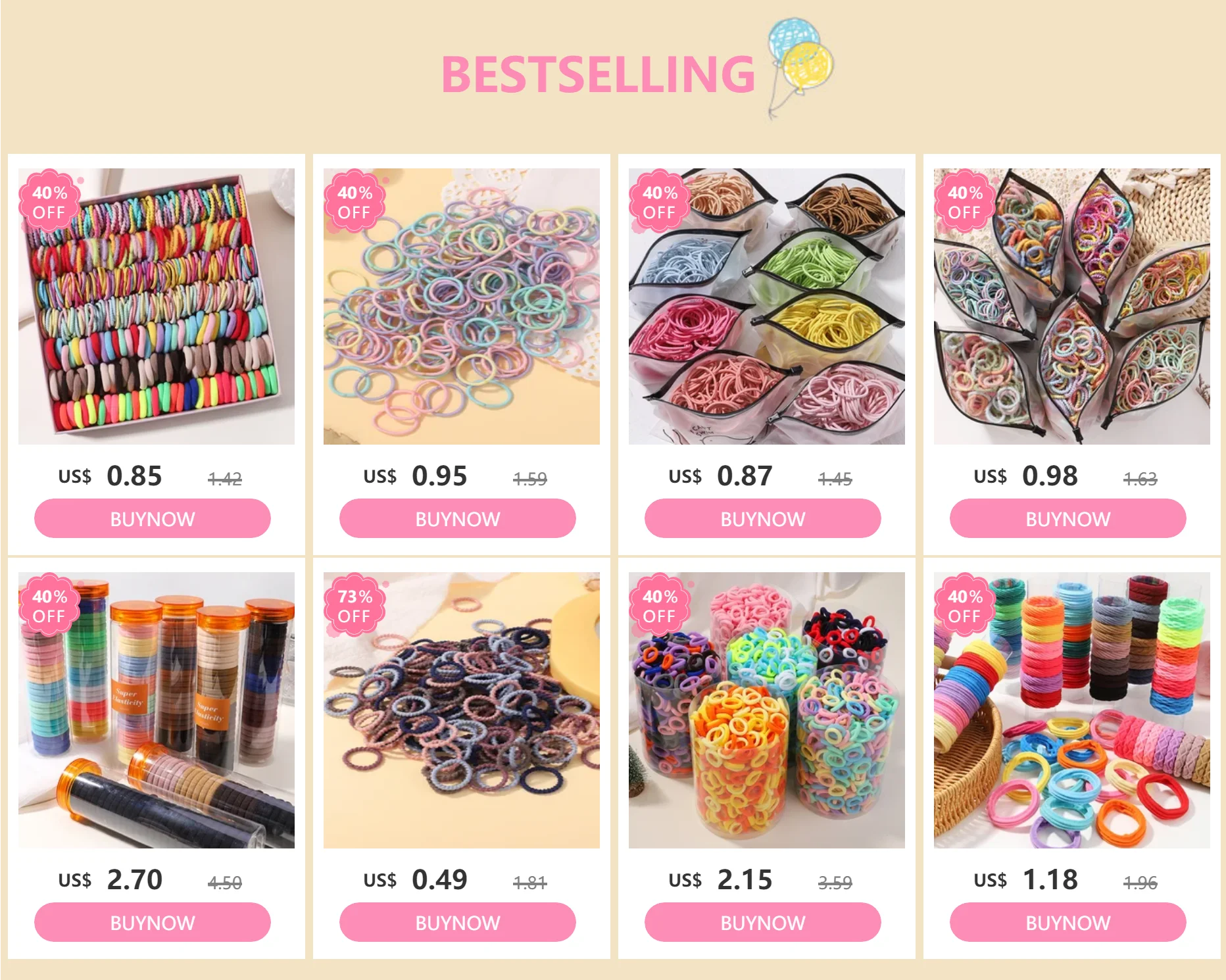 1000 Girls Colourful Disposable Rubber Band Hair Ties Headband Children Ponytail Holder Bands Kids Hair Accessories