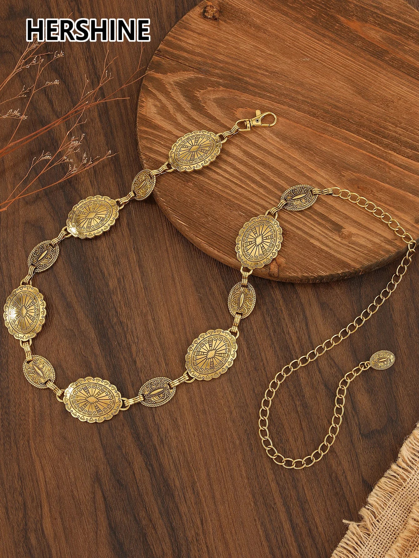 HERSHINE 1-piece women's vintage metal waist chain set, an elegant dress accessory with a bohemian style，spring，summer，Christmas