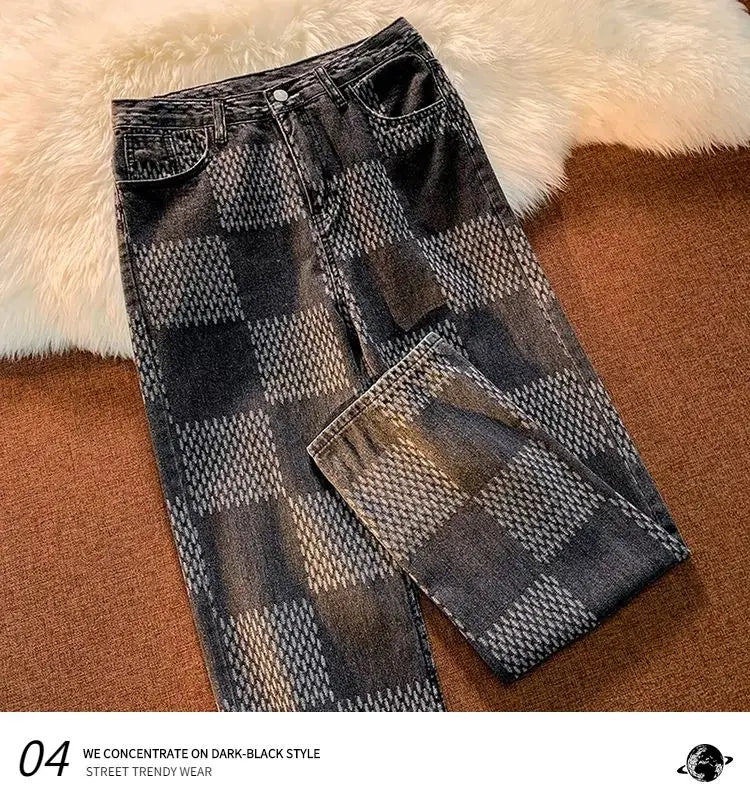 Spring Autumn Vintage Loose Casual Fashion Straight Jeans Hombre Hip Hop Y2K Denim Pants Male Streetwear Trousers Men