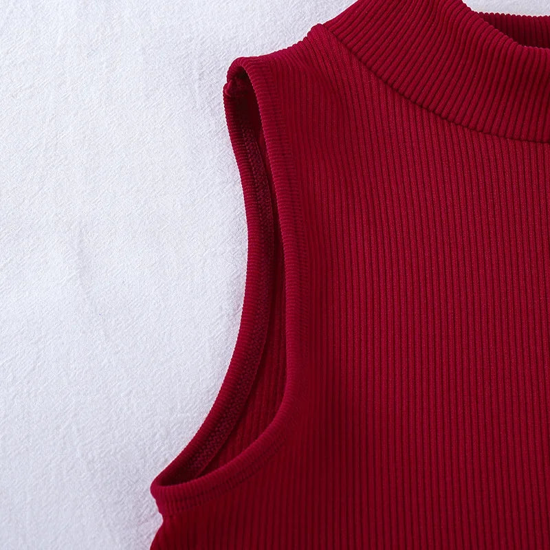 New Seamless Ribbed High Neck Sports Vest Full Wrap Vertical Stripes Running Fitness Yoga Women's Quick Dry Top Female