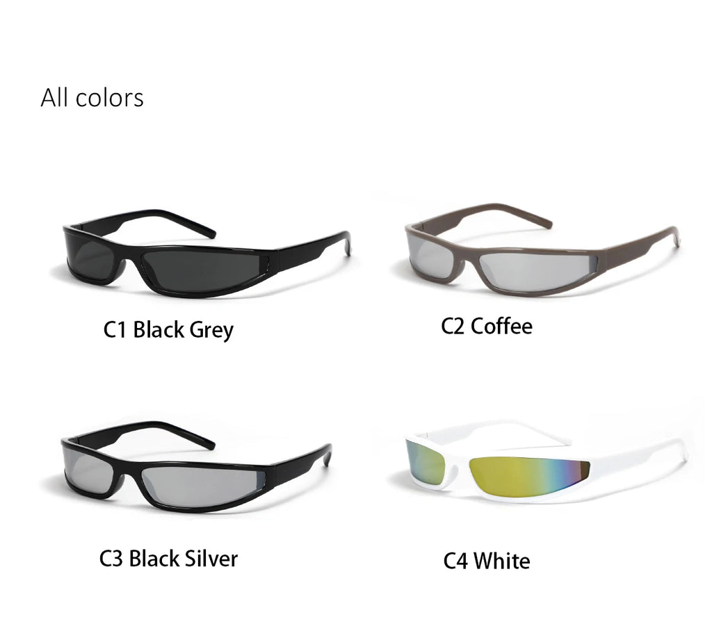 Narrow Rectangle Y2K Sunglasses  Luxury Brand Punk