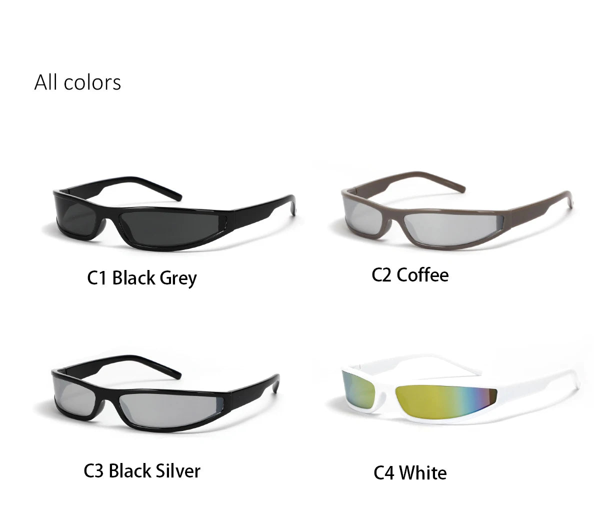 Narrow Rectangle Y2K Sunglasses  Luxury Brand Punk