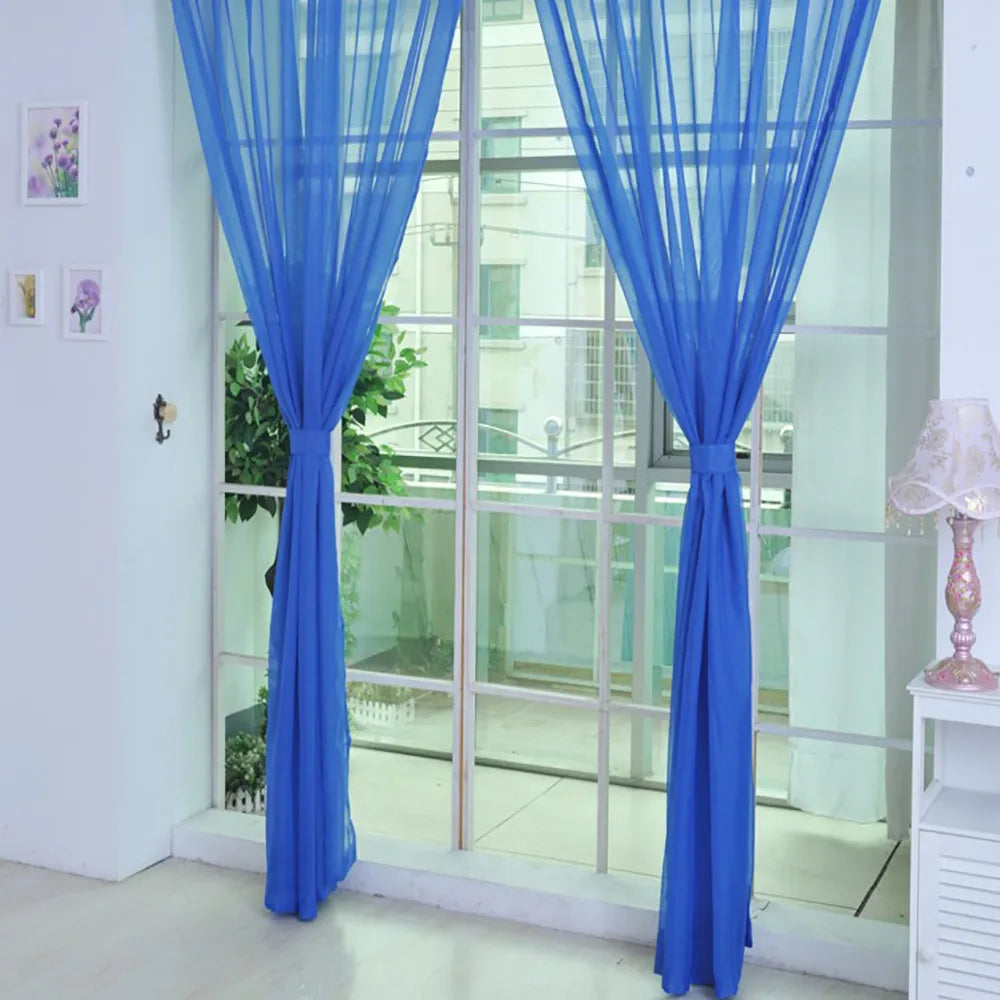 1 Pcs Color Tulle Door Window Curtain Drape Panel Sheer Scarf Valances Nordic Curtains For Living Dining Room Tulle Bedroom