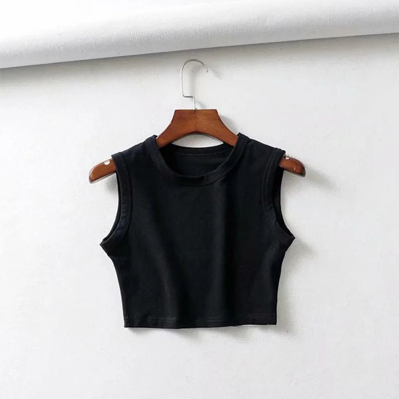 summer vintage white crop tops women biker black punk sexy tank top streetwear cropped sleeveless top