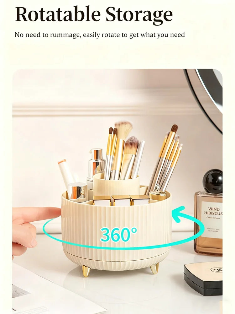 Rotatable Makeup Desktop Cosmetic Storage Box Organizer Large Capacity For Bathroom Portable Lipstick Makeup Brush Pen Holder