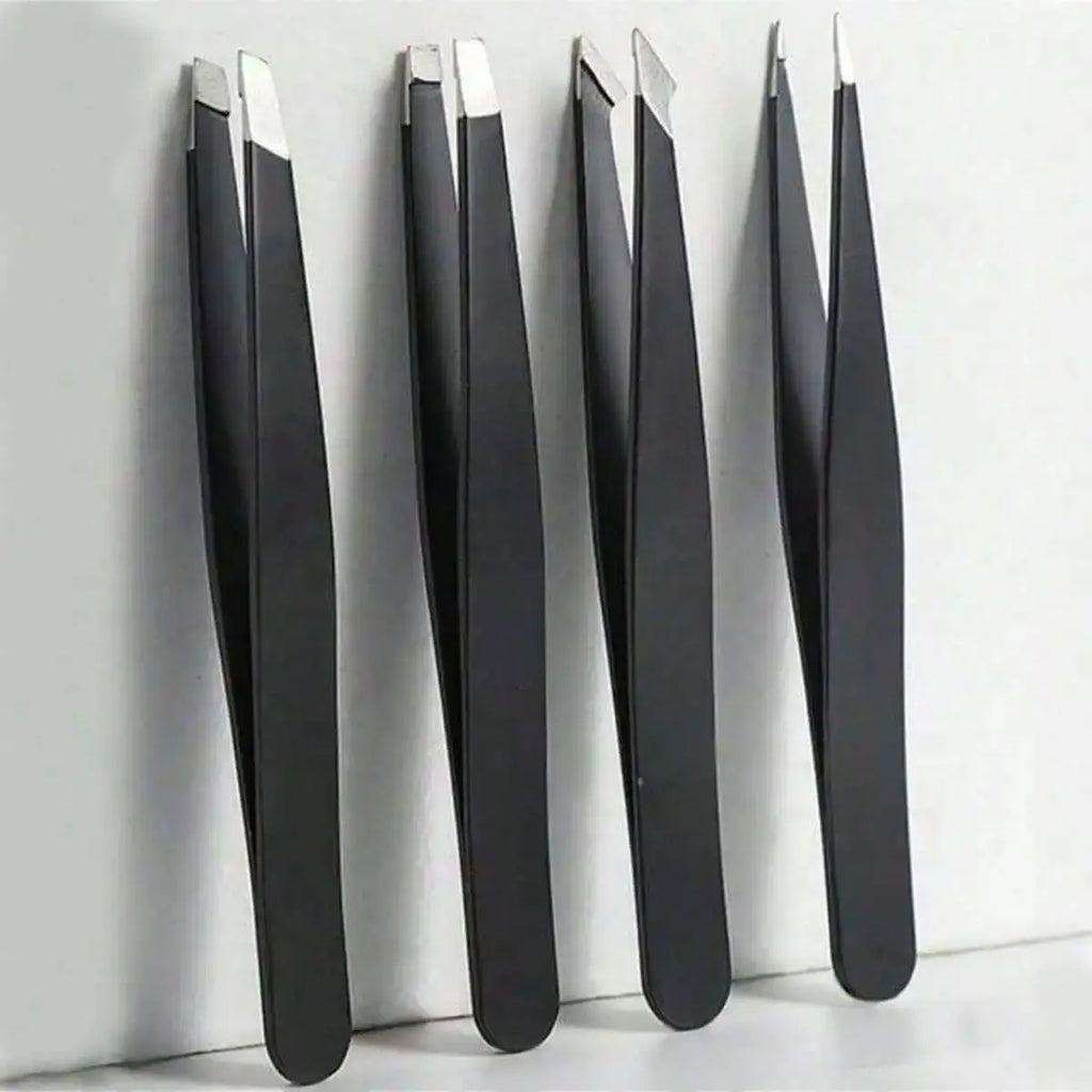 Multi-purpose Eyebrow Tweezers, 4-Pack Stainless Steel Eyebrow Tightening Facial Hair Trimmer Makeup Tool Set, Eye Shaping Tools