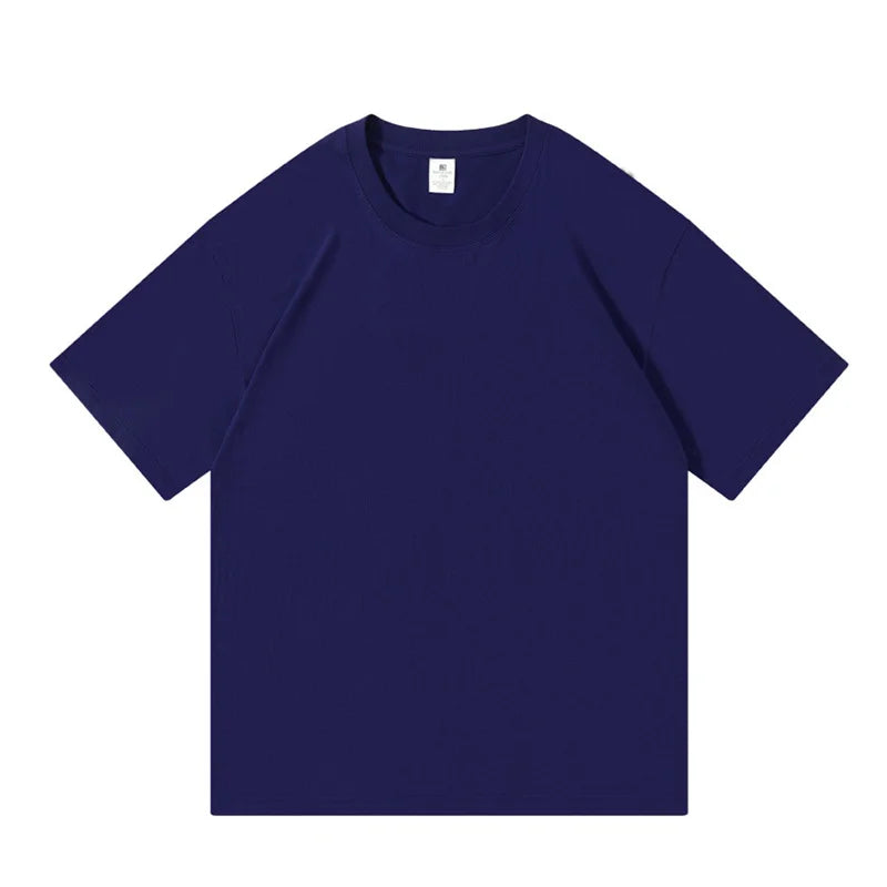100% Cotton Men's Women Summer T-shirt Loose Short-sleeved Casual Basic T-Shirt Round Neck Solid Color Breathable Unisex Tops